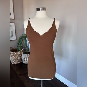 Boutique x Royal & Reese Ribbed Cami Tank Adjustable Straps Camel Brown W's LG